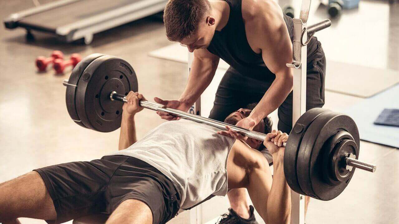 Athletes training in gym